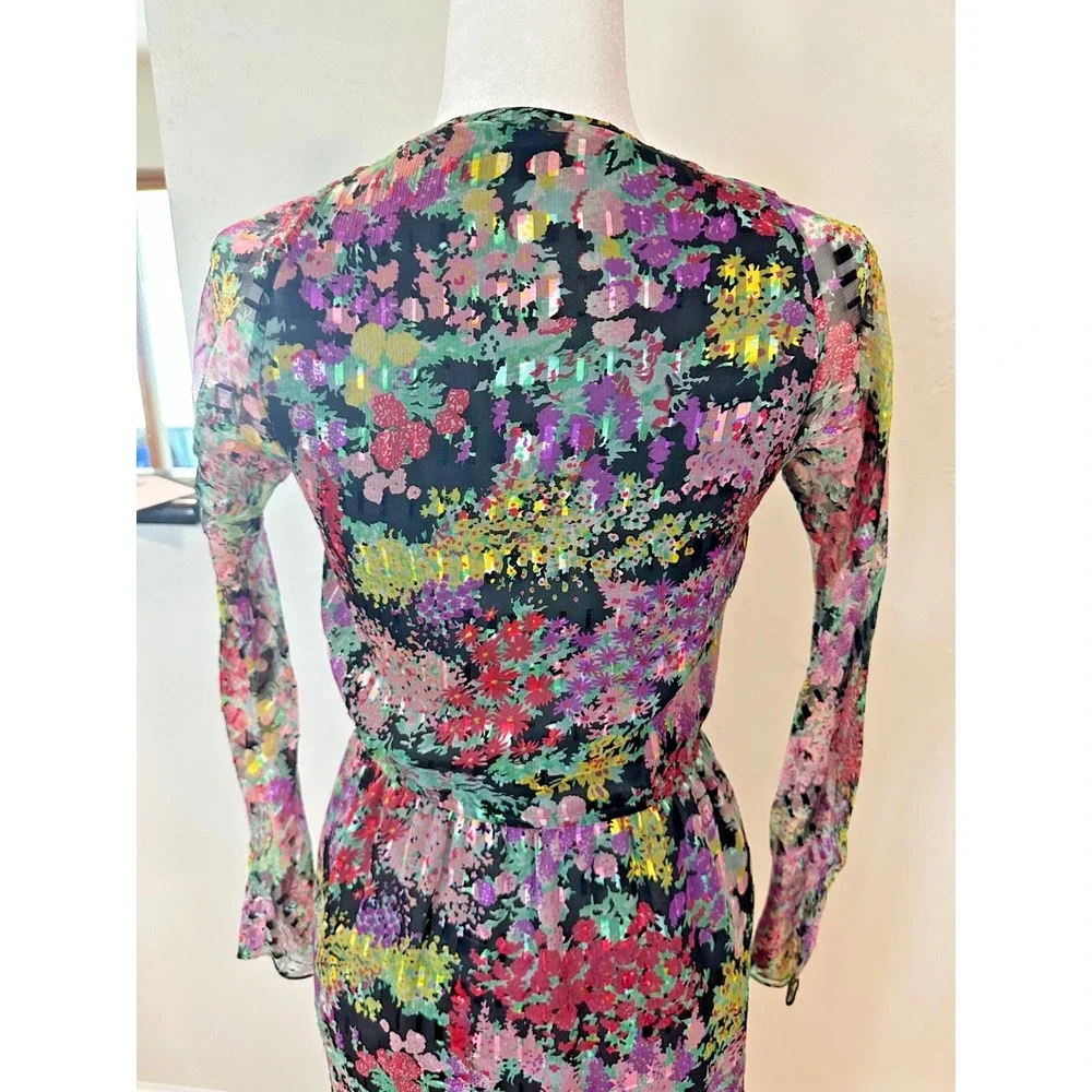 Vintage 80's Diane Dickinson‎ for Gentillesse Silk Floral Wrap Dress Size Medium